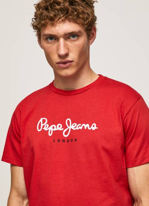 muškarci studio crvena pamučna majica s otisnutim logotipom Pepe Jeans JZ8H1016