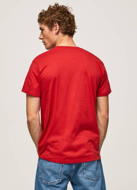 muškarci studio crvena pamučna majica s otisnutim logotipom Pepe Jeans JZ8H1016