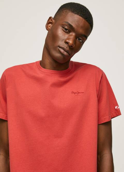 muškarci studio crvena pamučna majica s otisnutim logotipom Pepe Jeans JZ8H946