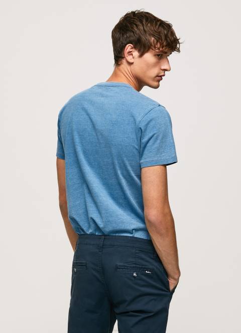 muškarci svijetlo plava pamučna majica s otisnutim logotipom Pepe Jeans JZ8H967