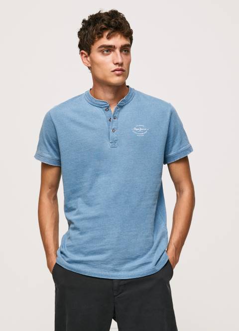 muškarci svijetlo plava pamučna majica s pekarskim ovratnikom Pepe Jeans JZ8H965