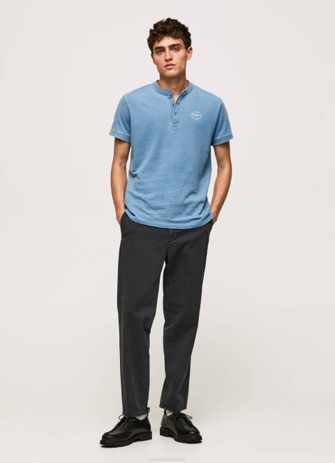 muškarci svijetlo plava pamučna majica s pekarskim ovratnikom Pepe Jeans JZ8H965