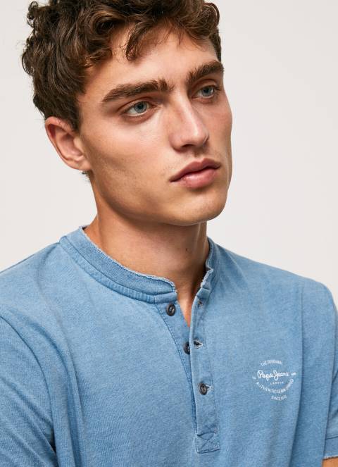 muškarci svijetlo plava pamučna majica s pekarskim ovratnikom Pepe Jeans JZ8H965