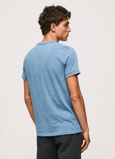 muškarci svijetlo plava pamučna majica s pekarskim ovratnikom Pepe Jeans JZ8H965