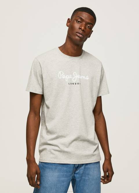 muškarci svijetlosivi lapor pamučna majica s otisnutim logotipom Pepe Jeans JZ8H918