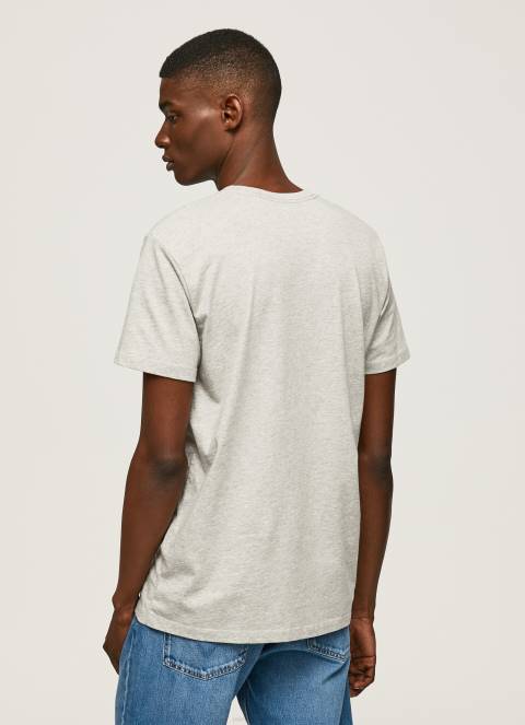 muškarci svijetlosivi lapor pamučna majica s otisnutim logotipom Pepe Jeans JZ8H918