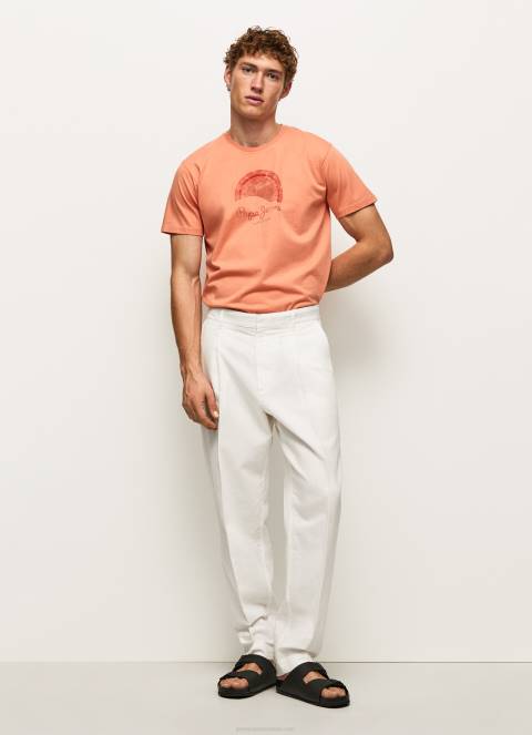 muškarci tikvica naranča majica s logotipom iznošenog efekta Pepe Jeans JZ8H964