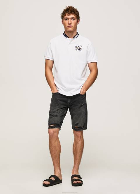 muškarci bijela bejzbol ovratnik pique polo majica Pepe Jeans JZ8H1087