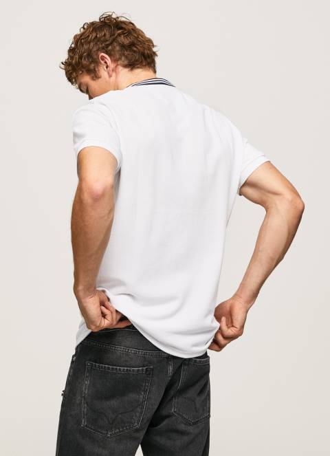 muškarci bijela bejzbol ovratnik pique polo majica Pepe Jeans JZ8H1087