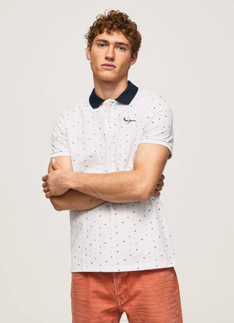 muškarci bijela polo majica s printom na cijeloj površini Pepe Jeans JZ8H1094