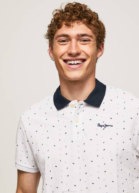 muškarci bijela polo majica s printom na cijeloj površini Pepe Jeans JZ8H1094