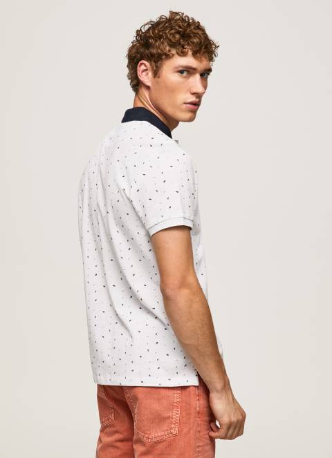 muškarci bijela polo majica s printom na cijeloj površini Pepe Jeans JZ8H1094