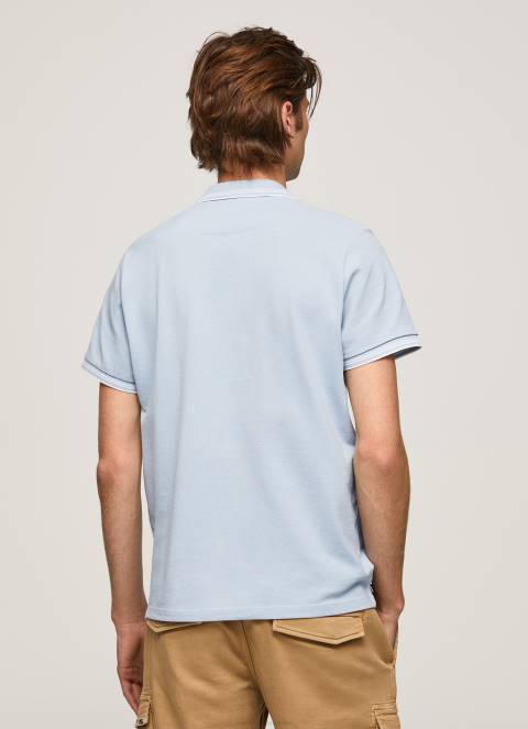 muškarci bjelilo plavo pike polo majica s izvezenim logotipom Pepe Jeans JZ8H1080
