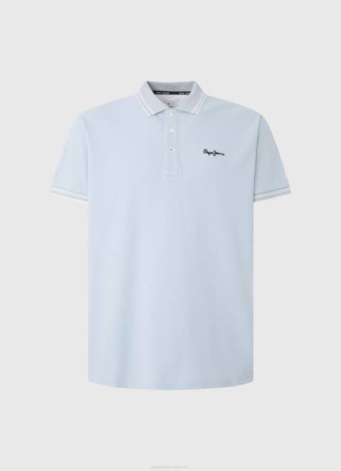 muškarci bjelilo plavo pike polo majica s izvezenim logotipom Pepe Jeans JZ8H1080