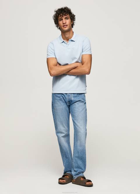muškarci bjelilo plavo pike polo majica s izvezenim logotipom Pepe Jeans JZ8H1096