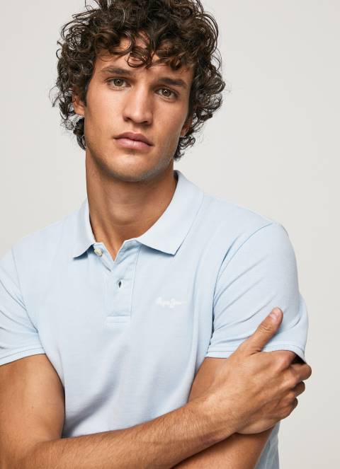 muškarci bjelilo plavo pike polo majica s izvezenim logotipom Pepe Jeans JZ8H1096