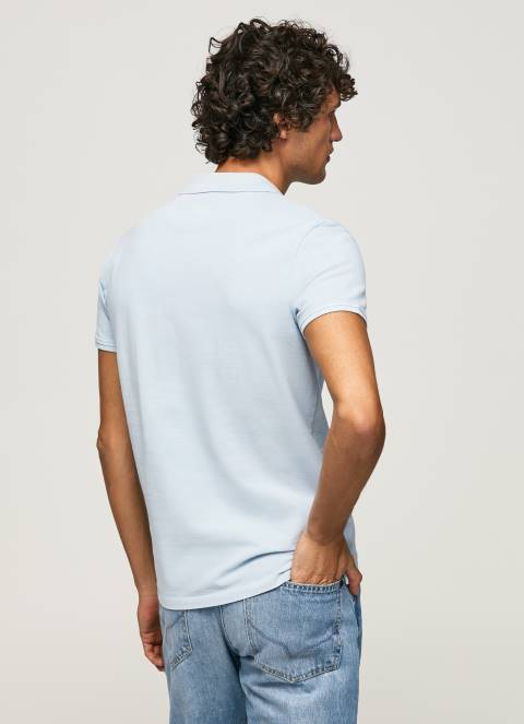 muškarci bjelilo plavo pike polo majica s izvezenim logotipom Pepe Jeans JZ8H1096