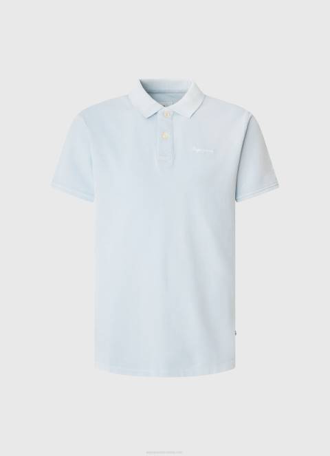 muškarci bjelilo plavo pike polo majica s izvezenim logotipom Pepe Jeans JZ8H1096