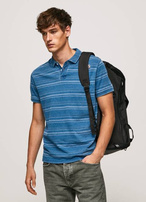 muškarci indigo pamučna polo majica s prugastim printom Pepe Jeans JZ8H1083
