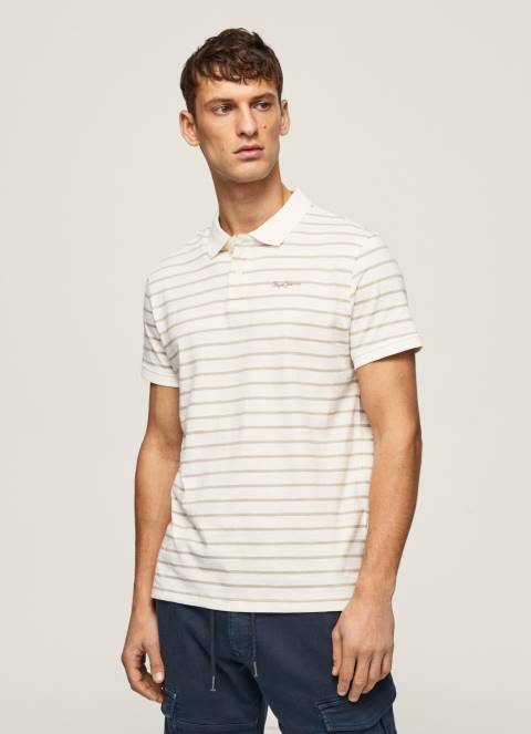 muškarci prljavo bijelo polo majica s prugastim printom Pepe Jeans JZ8H1092