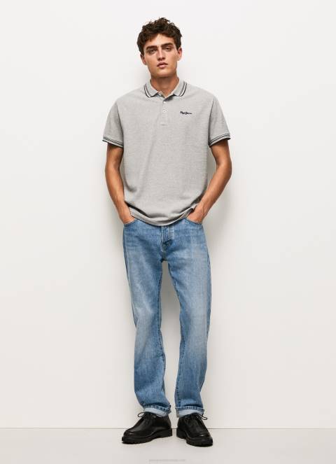 muškarci sivi lapor pike polo majica s izvezenim logotipom Pepe Jeans JZ8H1077