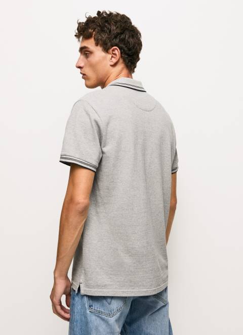 muškarci sivi lapor pike polo majica s izvezenim logotipom Pepe Jeans JZ8H1077