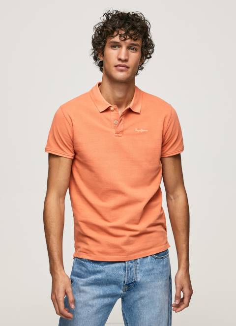 muškarci tikvica naranča pike polo majica s izvezenim logotipom Pepe Jeans JZ8H1095