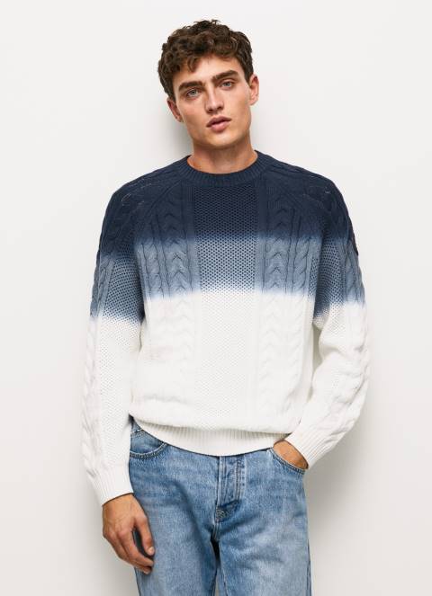 muškarci bijela perseo kabel pleteni jersey Pepe Jeans JZ8H851