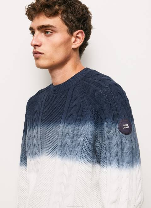 muškarci bijela perseo kabel pleteni jersey Pepe Jeans JZ8H851