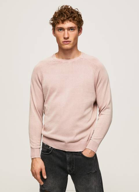 muškarci bjelilo ružičasto pamučni žersej s okruglim ovratnikom Pepe Jeans JZ8H863