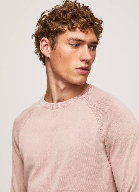 muškarci bjelilo ružičasto pamučni žersej s okruglim ovratnikom Pepe Jeans JZ8H863