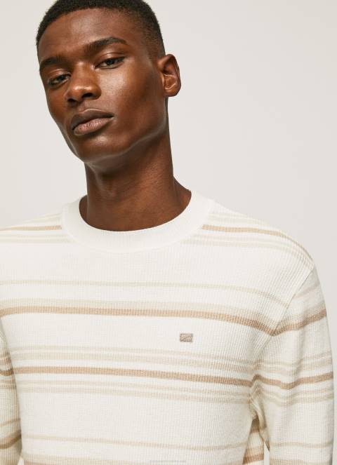 muškarci prljavo bijelo pamučni jersey s prugastim printom Pepe Jeans JZ8H866