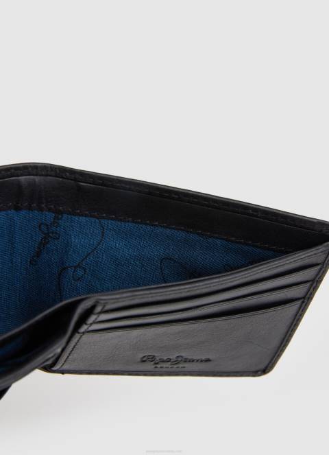 muškarci crno kožni novčanik preko cijelog logotipa Pepe Jeans JZ8H1296