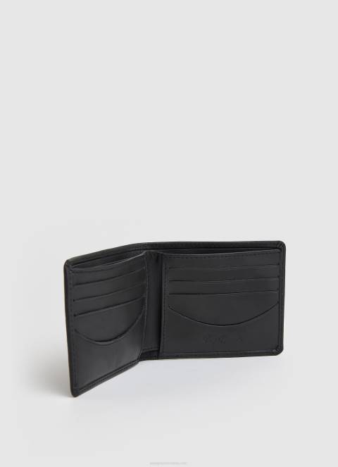 muškarci crno kožni novčanik s graviranim logom Pepe Jeans JZ8H1298