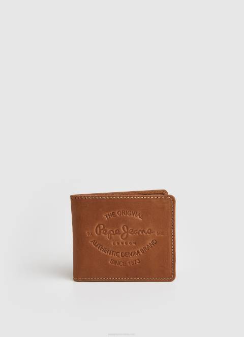 muškarci crno kožni novčanik s graviranim logom Pepe Jeans JZ8H1298