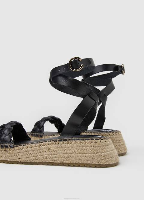 žene crno kate pletene sandale na klin Pepe Jeans JZ8H676