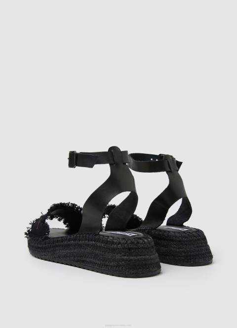 žene crno kate sandale na klin od tkanine Pepe Jeans JZ8H671