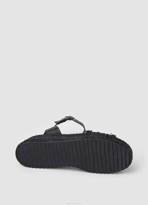 žene crno kate sandale na klin od tkanine Pepe Jeans JZ8H671