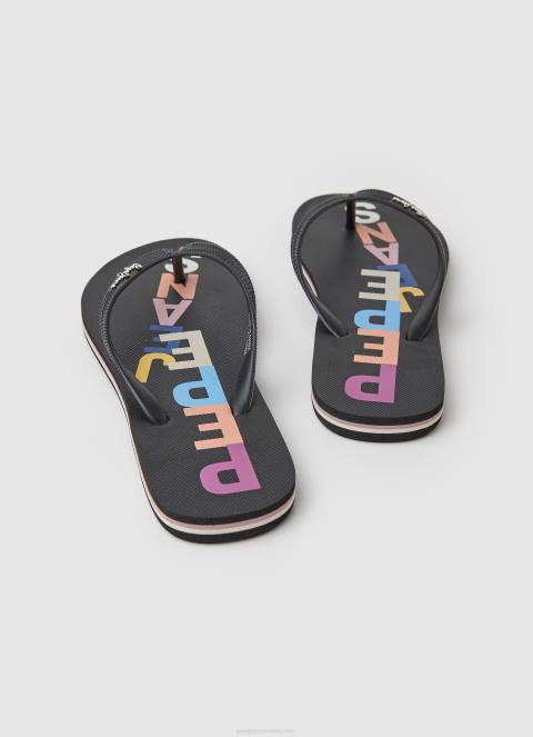 žene crno rake slova japanke za plažu Pepe Jeans JZ8H697