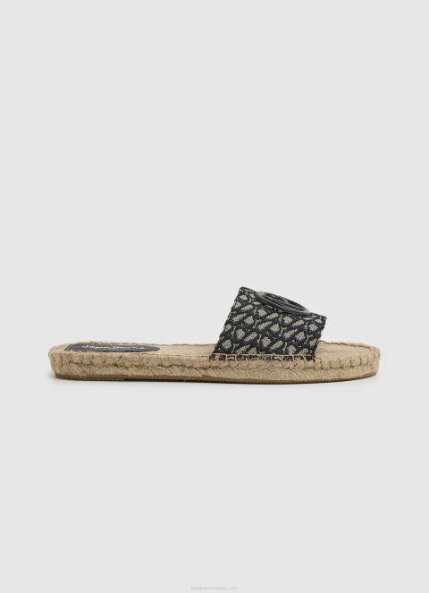 žene crno siva jacquard sandale od jute Pepe Jeans JZ8H683