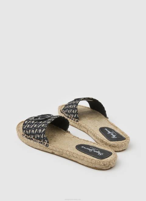 žene crno siva jacquard sandale od jute Pepe Jeans JZ8H683