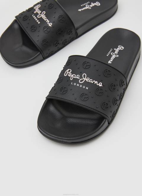 žene crno slider obične japanke za plažu Pepe Jeans JZ8H690