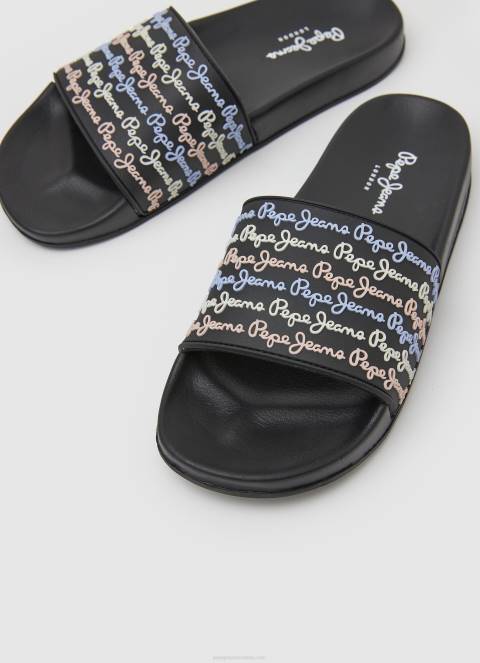 žene crno slider set japanke za plažu Pepe Jeans JZ8H692