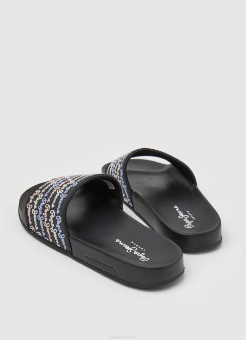 žene crno slider set japanke za plažu Pepe Jeans JZ8H692