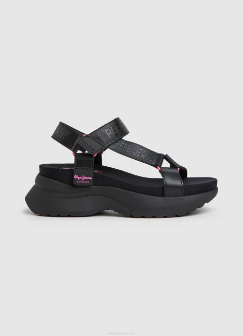 žene crno venus ace trek sandale Pepe Jeans JZ8H687