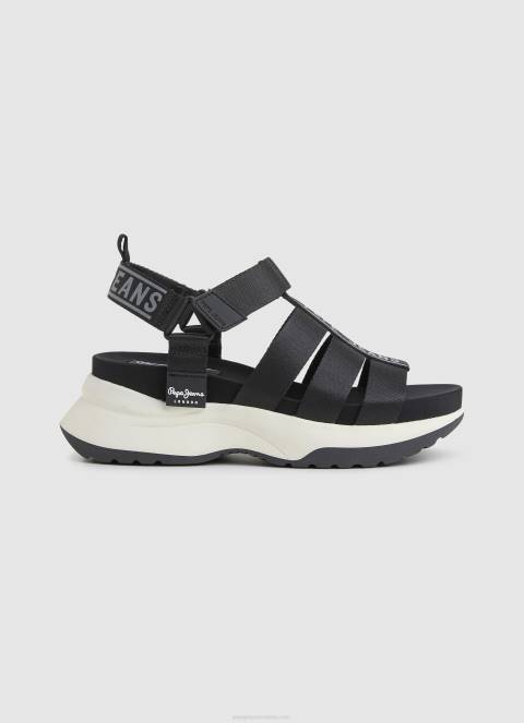 žene crno venus point trek sandale Pepe Jeans JZ8H686
