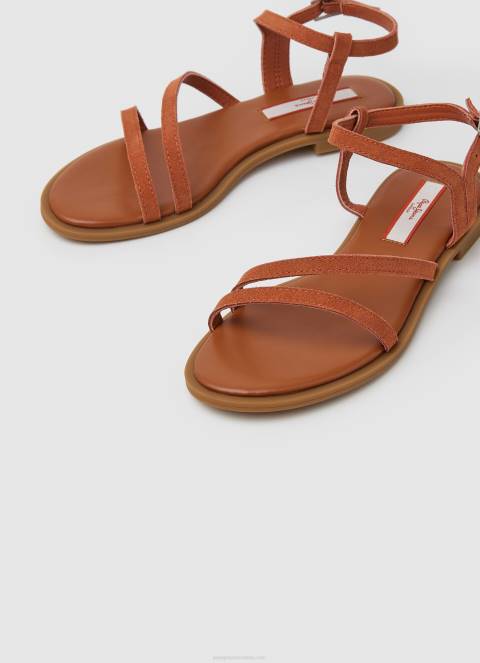 žene hrđasto narančasta hayes folk ravne sandale od brušene kože Pepe Jeans JZ8H667