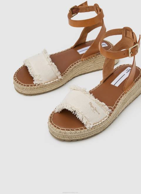 žene prljavo bijelo kate sandale na klin od tkanine Pepe Jeans JZ8H678