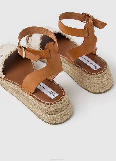 žene prljavo bijelo kate sandale na klin od tkanine Pepe Jeans JZ8H678