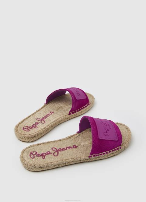 žene svijetla šljiva siva berry kožne sandale Pepe Jeans JZ8H680